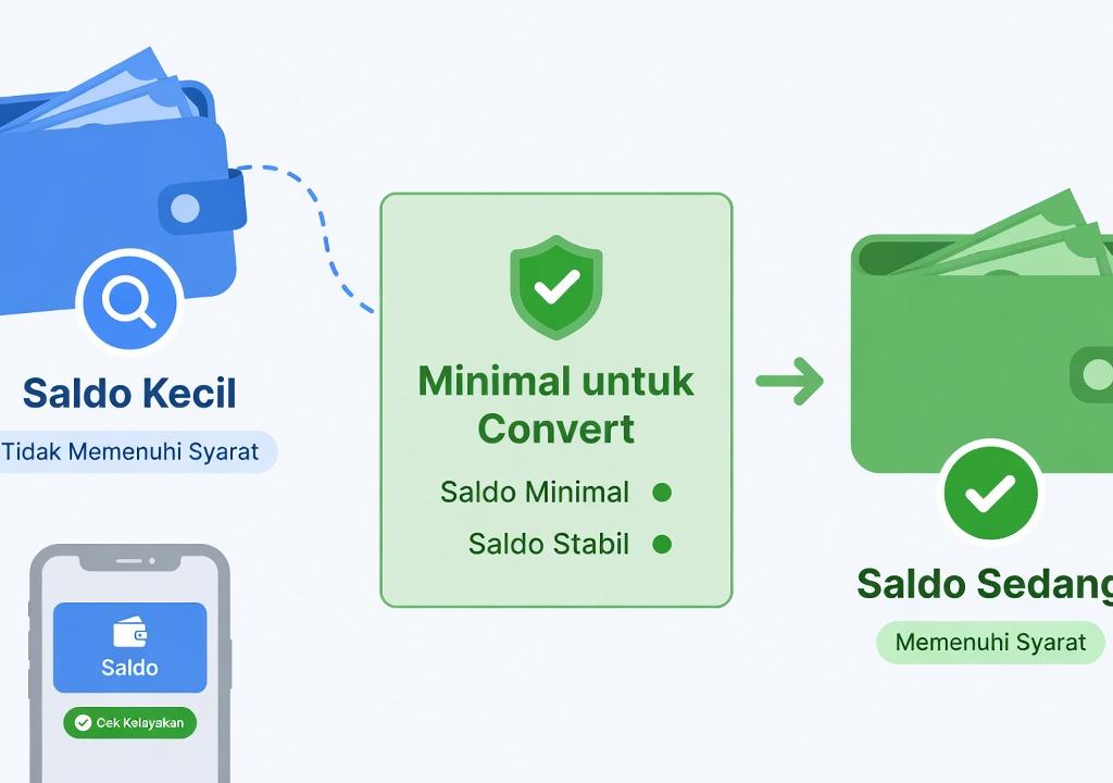 Ilustrasi nominal saldo PayPal kecil dan syarat minimal convert